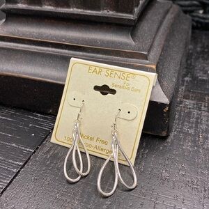 NWT Ear Sense Silver Tone Double Loop Earrings!